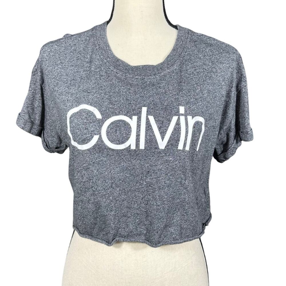 Calvin Klein Performance Logo Crop Top Active Wear Gray Women's Medium T-Shirt